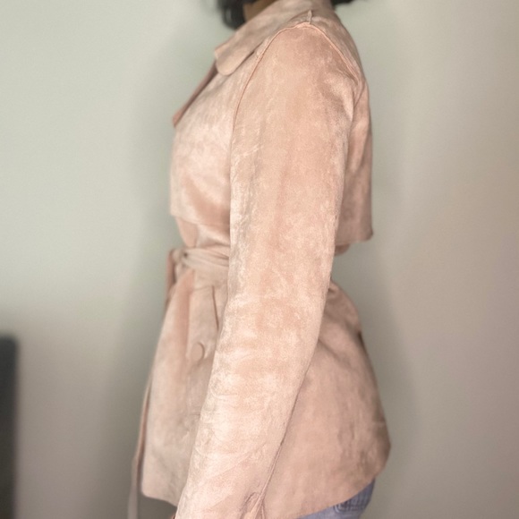 ZARA BASIC WOMEN PINK SUEDE JACKET SIZE MEDIUM - Picture 2 of 4